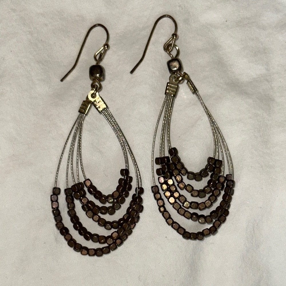 Elegant Brown and Gold Beaded Earrings
